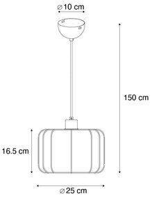Japandi závesná lampa čierna s bielou 25 cm - Madleine