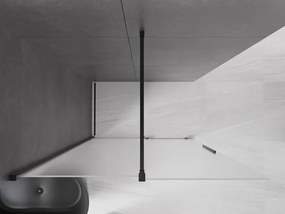 Mexen Velar, sprchová zástena s posuvnými dverami Walk-in 150 x 200 cm, 8mm sklo námraza, čierna matná, 871-150-000-33-70