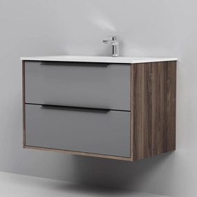 Skrinka s umývadlom 80 AM.PM Flash MNAFHX0802GM závesná, 2 zásuvky, matný grafitový