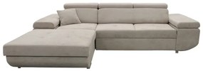 Rozkladacia rohová sedacia súprava s úložným priestorom do L CASTELO ľavá sivá