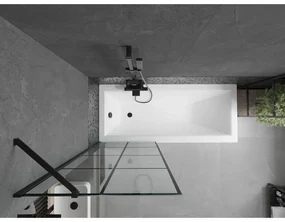 Mexen Next, vaňová zástena 1-krídlová 70 x 150 cm, fixné krídlo, 6 mm číre sklo s čiernym vzorom, čierny profil, 895-070-000-00-77-70