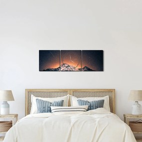 Obraz nočnej oblohy s horou (s hodinami) (90x30 cm)