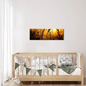 Obraz zapadajúceho slnka (s hodinami) (90x30 cm)