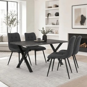Jedálenský stôl 160x90 cm HT-F4316 GREY sivý dub / čierne nohy