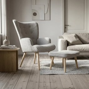 Kreslo sivé bouclé s podnožkou AK-319 GREY2