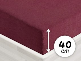 Froté napínacie prestieradlo na extra vysoký matrac FR-011 Bordó 140 x 200 - výška 40 cm