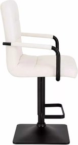 LuxuryForm DESIGN Barová stolička VERONA BLACK na čiernej hranatej podstave - biela