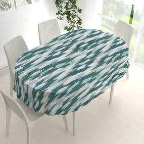 Biante Zamatový oválny obrus Tamara TMR-025 Zeleno-béžovo-biele žíhané pásy 140x180 cm