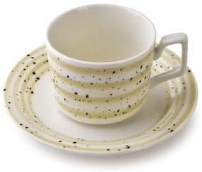 Sada 6 ks šálků s podšálkem Joy 210 ml bílá/žlutá