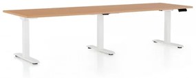 Výškovo nastaviteľný stôl OfficeTech Long, 260 x 80 cm, biela podnož