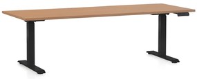 Výškovo nastaviteľný stôl OfficeTech D, 200 x 80 cm, čierna podnož, buk