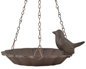 Závesné napájadlo pre vtáky Flower, 32x16 cm, liatina, hnedá
