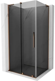 Mexen Velar L, sprchový kút s posuvnými dverami 100 x 90 cm, 8mm šedé sklo, ružové zlato, 871-100-090-43-60