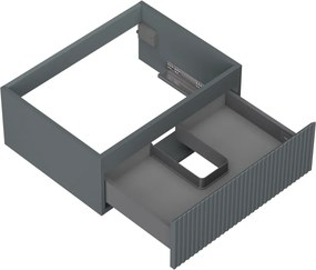 Mexen Rivel, kúpeľňová skrinka 60 cm, 1 zásuvka, drážkovaná, grafitová matná, 91A20-06023-1-BF66