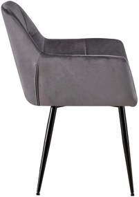 Jedálenská stolička Emia (SET 2 ks) - zamat, kovové nohy čierne - Sivá