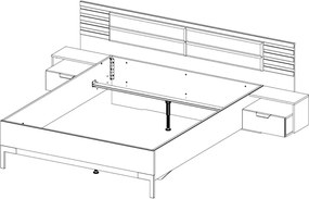 Posteľ s nočnými stolikmi Barea 180x200, béžová/dub atlantic