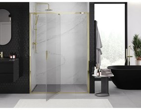 Mexen Exo, výklopné sprchové dvere 135 cm, číre sklo, zlatá, 819-135-000-50-00