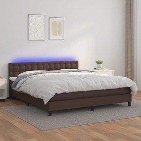 Boxspring posteľ s matracom a LED hnedá 160x200 cm umelá koža 3134234