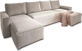 AKCIA Svetlo béžová sedacia súprava do U SMART COSARO 295x140 cm II. akosť
