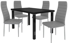 Jedálenský set 1 + 4 Belini čierny / popol Moderno MOD/0/ZES/B/4P