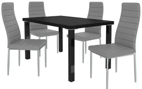 Jedálenský set 1 + 4 Belini čierny / popol Moderno MOD/0/ZES/B/4P