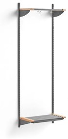 Vešiaková stena JEPPE s hornou policou, základná sekcia, 1790x600x310 mm, strieborná/breza