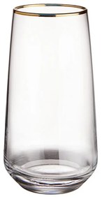 TOUCH OF GOLD Sada pohárov na long drink so zlatým okrajom 480 ml 6 ks