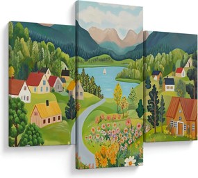 Obraz - Dedina v horách (90x60 cm)