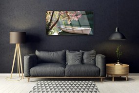 Obraz na skle Loďka strom príroda 100x50 cm