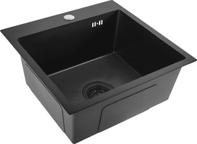 Rea Leo, 1-komorový oceľový drez 400x450x185 mm, čierna, ZLE-06002