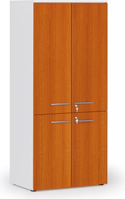 Kancelárska policová skriňa PRIMO WHITE, polené dvere, 800 x 500 x 1781 mm, biela/čerešňa