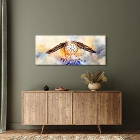 Obraz - Lapač snov s pierkami (120x50 cm)