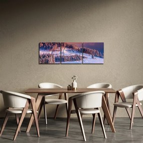 Obraz zimnej krajiny (s hodinami) (90x30 cm)