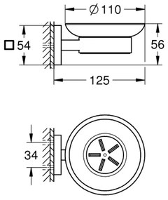 GROHE 41096000 - Miska na mydlo START CUBE 110 × 56 × 125 mm lesklý chróm