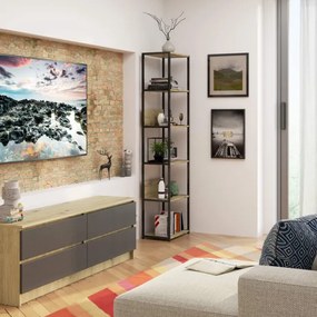 Policový regál 500 čierny / dub artisan