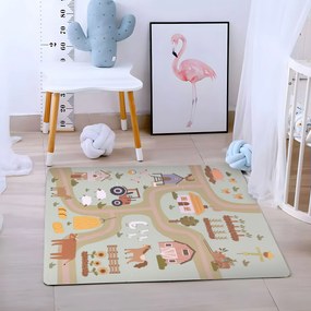 ECOTOYS Detská EVA penová podložka – puzzle Farma 90,5×90,5 cm, 21 dielov, písmená a čísla