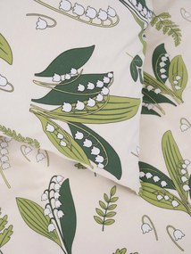 Bavlnená obliečka na vankúš Renforcé 40 × 40 cm - Konvalinky prírodné