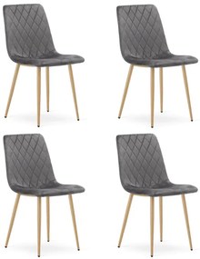 Set štyroch jedálenských stoličiek TURIN zamatové, tmavosivé / hnedé nohy (4 ks)
