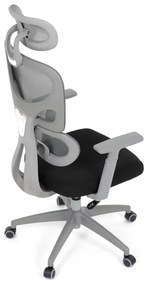 Kancelárska ergonomická stolička GRANT II — sieť, látka, sivá