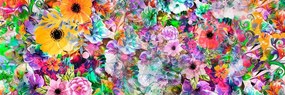 Obraz kvety v pestrofarebnom prevedení - 150x50