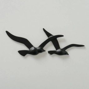 Kovová dekorácia na stenu Black Bird 13x35 cm + 12x40 cm