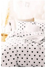 Biele predĺžené obliečky na jednolôžko z bavlny Renforcé s plachtou/3-dielne 160x220 cm Mini Hearts – Mila Home