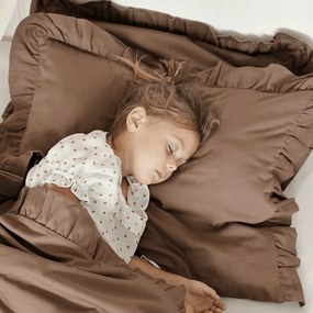 Junior obliečky s volánikmi čokoládové 100x135cm