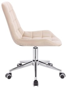 LuxuryForm DESIGN Stolička PARIS VELUR na striebornej podstave s kolieskami - krémová