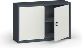 Plechová policová skriňa na náradie KOVONA, 800 x 1200 x 400 mm, 1 polica, grafit/sivá
