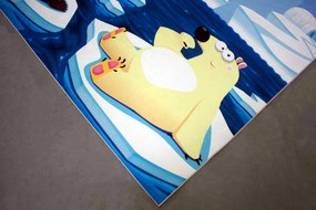 Detský koberec Porte 8034 BLUE – modrý s tučniakom, obdĺžnik Rozmer: 120x180 cm