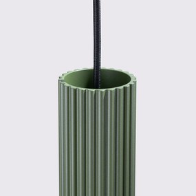 Závesné svietidlo Karbon, 3x olivovo zelené kovové tienidlo, o