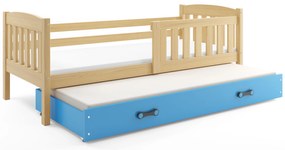Posteľ s prístelkou KUBO 2 190x90 borovica - modrá