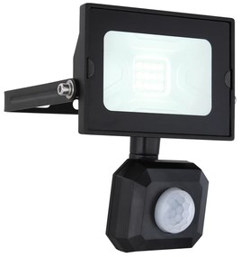GLOBO Vonkajší LED nástenný reflektor s čidlom HELGA, 10W, studená biela, čierny, IP44