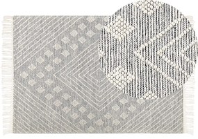 Vlnený koberec 160 x 230 cm sivá/biela SAVUR Beliani